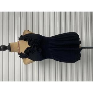 Nwt Y2K Black Ruffle Halter Top